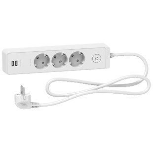 Подовжувач 3 роз. з заз.+2*USB біл 1.5 м (ST943U1W) ST943U1W фото