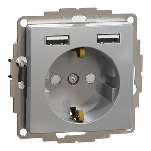 Розетка подвійна із заземленням Антрацит Sedna Design (SDD113052) SDD113052 фото