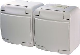 Розетка 2-я (Schuko) (біла кришка) (IP44/54) RHE-2s (4668019) 4668019 фото