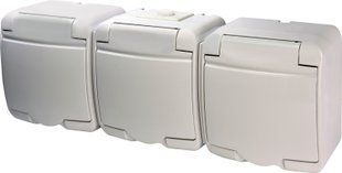 Розетка 3-я (Schuko) (біла кришка) (IP44/54) RHE-3s (4668023) 4668023 фото