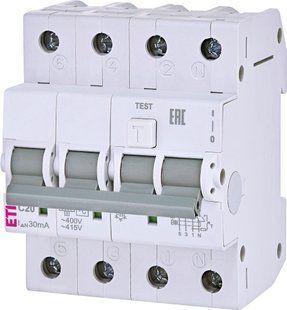 Диф. автоматичний вимикач KZS-4M 3p+N C 20/0,03 тип AC (6kA) (2174025) 2174025 фото