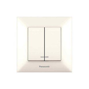 Вимикач 2кл. з підсв. Panasonic Arkedia Slim, крем (WNTC00102BG-UA1) WNTC00102BG-UA1 фото