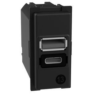 Зарядний пристрій USB Тип A-С 15Вт 5В 1 модуль Bticino LIVING NOW (K4191AC) K4191AC фото