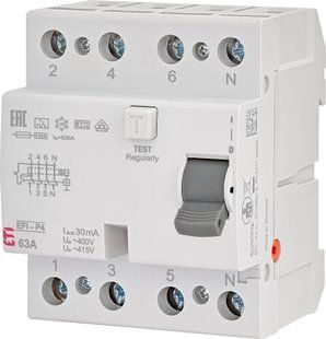 Реле диференційне (ПЗВ) 4р EFI6-P4 63/0,03 тип A (6kA) (2061663) 2061663 фото
