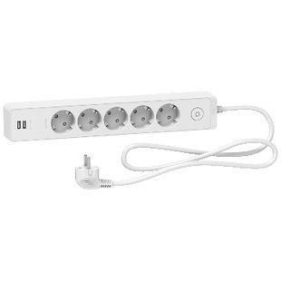 Подовж 5 роз. з заз+2*USB біл 1.5 м (ST945U1W) ST945U1W фото