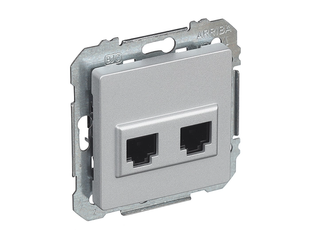 Розетка PC 2-на SIEMENS LINE RJ45 Cat.5e, алюміній (20782AM02) 20782AM02 фото