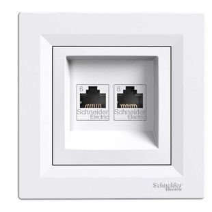 РОЗЕТКА КОМП'ЮТЕРНА RJ45 UTP КАТ.6 ПОДВІЙНА БІЛА ASFORA (EPH4800121) EPH4800121 фото