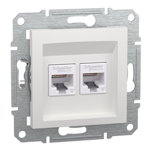 Розетка RJ45 подвійна, тип UTP, категорія 6, білий, Asfora, без рамки (EPH4870121) EPH4870121 фото