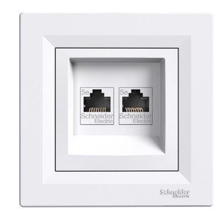 КОМП'ЮТЕРНА РОЗЕТКА RJ45 UTP КАТ. 5Е ПОДВІЙНА БІЛА ASFORA (EPH4400121) EPH4400121 фото
