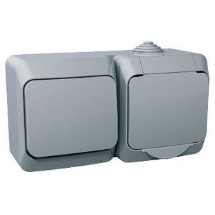 РОЗЕТКА З\З.ТА ЗАХ.ШТ+ВИМИК 1-КЛ,СІРИЙ (WDE000600) WDE000600 фото