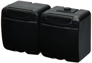 Розетка 2-на з з/к Schuko RHE-2s-BL (чорн./чорна кришка, IP54) (4668094) 4668094 фото