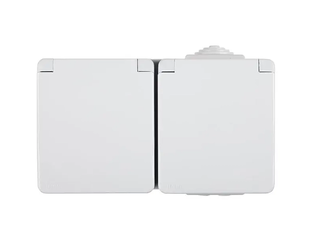 Розетка 2-на з кришк. Гориз. зовн. 2P+Z ШУКО Efapel Waterproof 16A/250B, герметична IP65, білий (48862 CBR) 48862 CBR фото