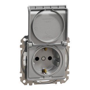 Розетка із заземленням та кришкою Антрацит Sedna Design (SDD213024) SDD213024 фото