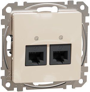 Подвійна комп'ютерна розетка Бежевий Sedna Design (SDD112452) SDD112452 фото