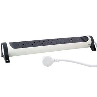 Подовжувач ПРЕМІУМ 5х2К+З розеток 16 А з USB A+C, із ПЗІП, з кабелем 1,5 м, колір Білий/Чорний (694510) 694510 фото