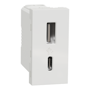 USB, New Unica, 1 модуль, тип A+C, 12 Вт, білий (NU301618) NU301618 фото