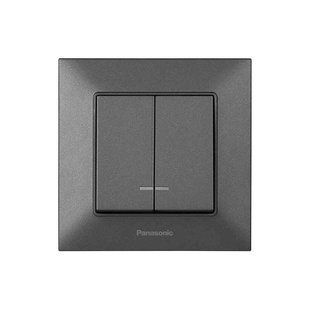 Вимикач 2кл.+підсв. Panasonic Arkedia Slim, димч. (WNTC00102DG-UA1) WNTC00102DG-UA1 фото