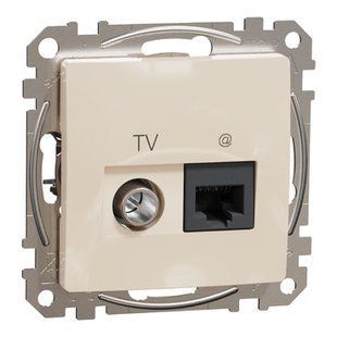 Розетка RJ45 категорія 6 UTP -TV Бежевий Sedna Design (SDD112469T) SDD112469T фото