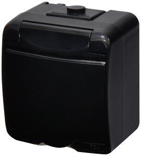 Розетка 1-на з з/к Schuko RHE-1s-BL (чорн./чорна кришка, IP54) (4668093) 4668093 фото