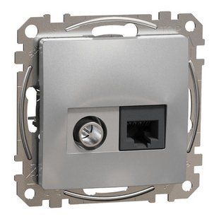 Розетка RJ45 категорія 6 UTP -TV Алюміній Sedna Design (SDD113469T) SDD113469T фото