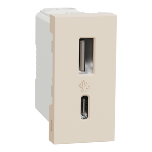 USB, New Unica, 1 модуль, тип A+C, 12 Вт, бежевий (NU301644) NU301644 фото