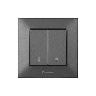 Вимикач 2кл.+прохід. Panasonic Arkedia Slim, димч. (WNTC00112DG-UA1) WNTC00112DG-UA1 фото