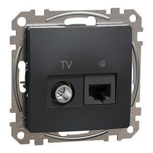 Розетка RJ45 категорія 6 UTP -TV Чорний Sedna Design (SDD114469T) SDD114469T фото