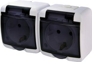 Розетка 2-я (Schuko) (димчата кришка) (IP44/54) RHE-2sd (4668020) 4668020 фото
