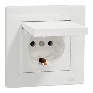 РОЗЕТКА З КРИШКОЮ, З ЗАЗЕМЛЕННЯМ БІЛА ASFORA (EPH3100121) EPH3100121 фото
