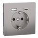 Розетка з заземленням зі шторками та USB тип A+C 16А SysD нікель (MEG2367-6050) MEG2367-6050 фото