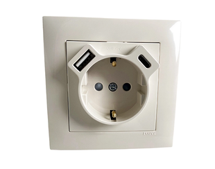 Розетка 2P+E 230V/16A з зар.прист. USB тип A+C Efapel Logus сл.кістка (21137 TMF) 21137 TMF фото