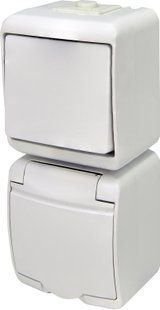 Мікс_верт. (1кл.вим.+1-а роз.schuko_біл.кр.) (IP44/54) VRHP-1s (4668025) 4668025 фото