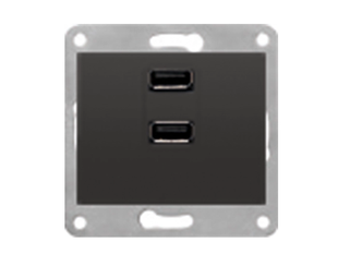 Розетка USB подвійна 250V 2.1A SIEMENS DELTA Iris чорний коссо (5TG2022-1-AС) 5TG2022-1-AС фото