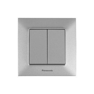 Вимикач 2кл. Panasonic Arkedia Slim, срібло (WNTC00092SL-UA1) WNTC00092SL-UA1 фото