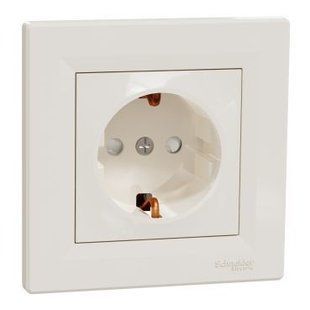 РОЗЕТКА З ЗАЗЕМЛЕННЯМ З ЗАХИСНИМИ ШТОРКАМИ КРЕМ ASFORA (EPH2900223) EPH2900223 фото