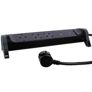 Подовжувач ПРЕМІУМ 3х2К+З розетки 16 А з USB A+C, із ПЗІП, з кабелем 1,5 м, колір Чорний (694512) 694512 фото