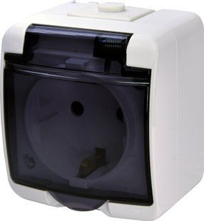 Розетка 1-я (Schuko) (димчата кришка) (IP44/54) RHE-1sd (4668016) 4668016 фото