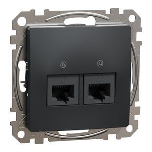 Подвійна комп'ютерна розетка Срібло Sedna Design (SDD114462) SDD114462 фото