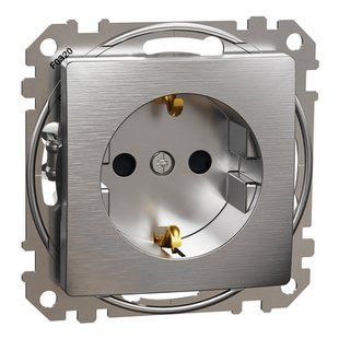 Розетка із заземленням Матовий алюміній Sedna Elements (SDD170022U) SDD170022U фото