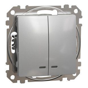 Двоклавішний вимикач з підсвічуванням Антрацит Sedna Design (SDD113105L) SDD113105L фото