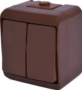 Вимикач 2-клавішний (коричневий) (IP54) VHE-2-KR (4668041) 4668041 фото