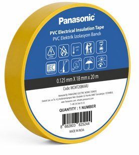 Ізоляційна стрічка ПВХ Panasonic 0.125х18мм 20м (WCMT20YLARJ) WCMT20YLARJ фото
