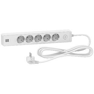 Подовжувач 5 роз. з заз.+2*USB білий 3 м (ST945U3W) ST945U3W фото