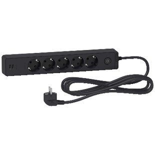 Подовжувач 5 роз. з заз.+2*USB чорн. 3 м (ST945U3B) ST945U3B фото