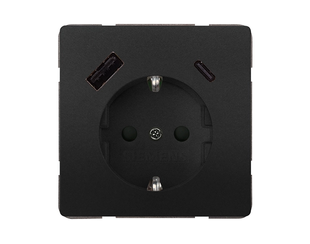 Розетка 2P+E 230V/16A з зар.прист. USB тип A+C SIEMENS DELTA Style чорний коссо (18524-USBCAC00) 18524-USBCAC00 фото
