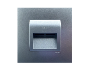 Розетка 2-на USB зарядний пристрій тип A EFAPEL QUADRO, 3А, алюміній (4638412 SAL) 4638412 SAL фото