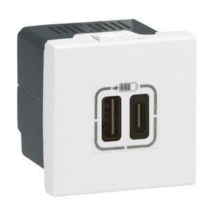 Розетка USB-C + USB-A 3,0A,15Вт ,білий (077592) 077592 фото