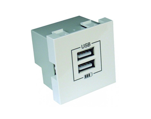 Розетка USB подвійна, зарядний пристрій LOGUS, струм 2А, біла (21384 TBR) 21384 TBR фото