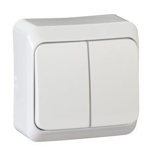 Вимикач двохклавишний "PRIMA" зовн. вст. біл (WDE001050) WDE001050 фото